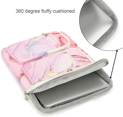 canvaslife 360° Protective Laptop Sleeve Case Bag Cover with Handle For iPad 12.9 inch,MacBook Pro Air 13" and 12.5 inch-13.3 inch Laptop (Pink marble)