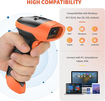NetumScan Bluetooth QR Barcode Scanner, 3 in 1 Automatic Wireless 1D 2D Code Scanner USB Image Barcode Reader for Store, Warehouse POS, Computer, Tablet, iPad, iPhone, Android