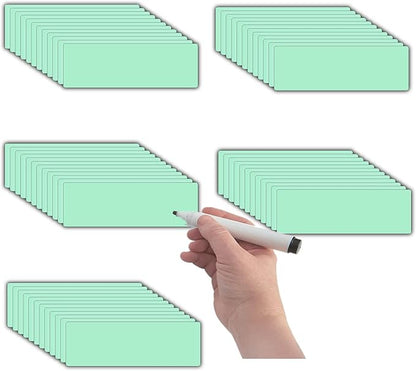 Magnetic Dry Erase Magnets Labels(1x3",Pack of 60),Organizing Schedules in Office/Classroom.Reusable Name Tags on Fridge/White Board,Pastel Colors(Light Green)