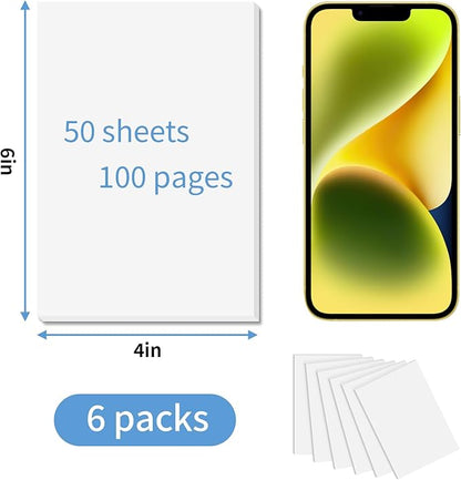 Note Pads 4x6 Inch, 6 Pack Blank Scratch Pads, 50 Sheets Per Memo Pad for Writing, White Pad of Paper Suit for Home, Office and School, Tear off Notepad, Small Server Notebook