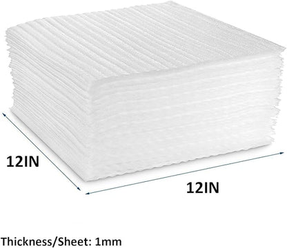 Foam Wrap Cushion Sheets12x12 Inch, 50 Pack Safely Wrap to Protect Dishes, Glasses, Plates and Fragile Items for Moving Boxes - White