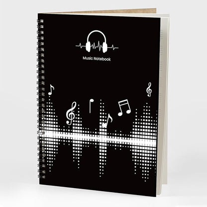 MAXCURY Blank Sheet Music Composition Manuscript Staff Paper Art Music Notebook Black 100 Pages 26x19cm (DJ)