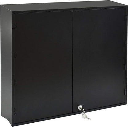 Acrimet Key Cabinet Organizer 256 Positions with Lock (Wall Mount) (256 Smoke Tags Included) (Black Cabinet)