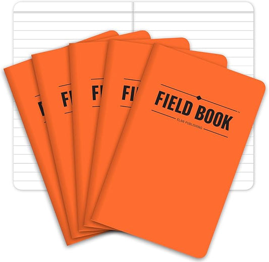 Elan Publishing Company Field Notebook/Pocket Journal - 3.5"x5.5" - Orange - Lined Memo Book - Pack of 5