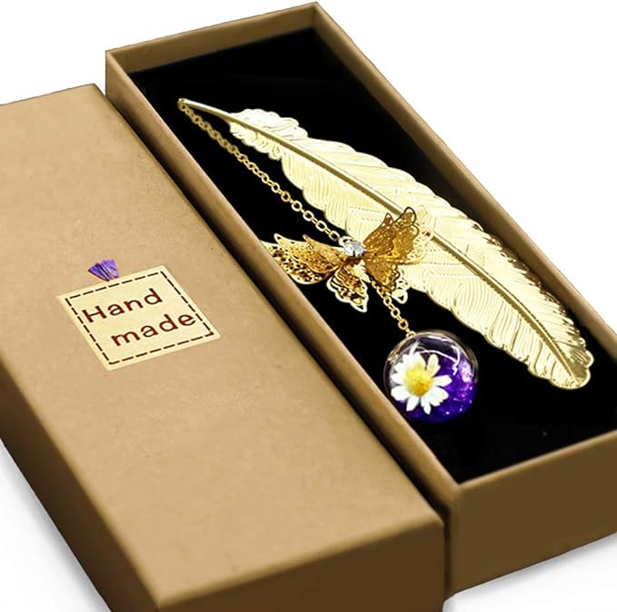 Metal Butterfly Feather Bookmark Birthday Gifts Teacher Christmas Gifts for Women Christmas Stocking Stuffers for Women Teacher Appreciation Gifts Bookmarks for Women Girls Readers Book Lover