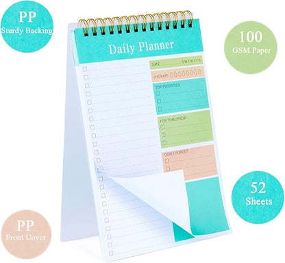 Set of 3 To Do List Notepad, 52 Sheets Undated Daily Planner 2024, 5.2"x7.8" To Do List Notebook, Daily Checklist for School/Office Supplies
