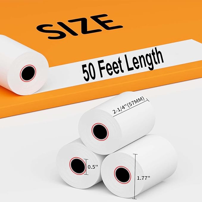(10 Rolls) 2 1/4 x 50 Thermal Paper Receipt Rolls Premium Quality Paper fits all Credit Card Terminals BPA Free