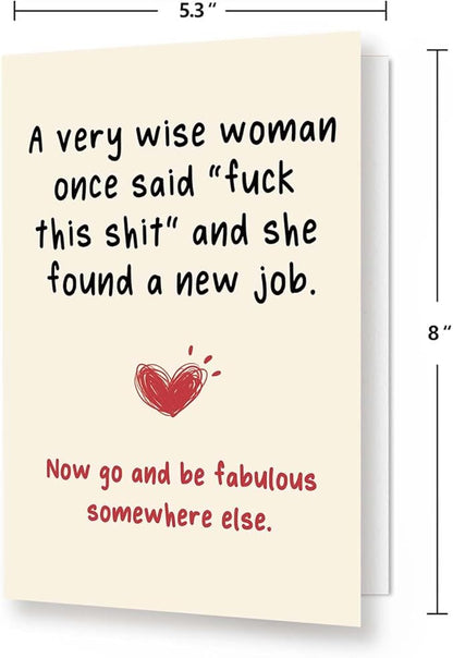 New Job Card, Funny Leaving Cards for Bestie Friend, Happy Farewell Card for Men Women, New Job Congratulate Gifts for Him Her, Coworker Leaving Gift