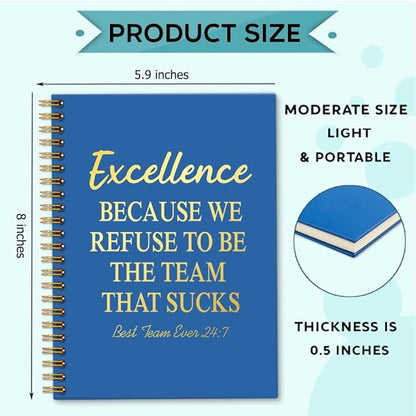 Excellence 160 Blank Pages Blue Spiral Notebook, Teamwork Gifts for Staff, Team Gifts for Coworkers, Employee Appreciation Gifts, Team Member Gifts Leadership Gifts for Colleagues B