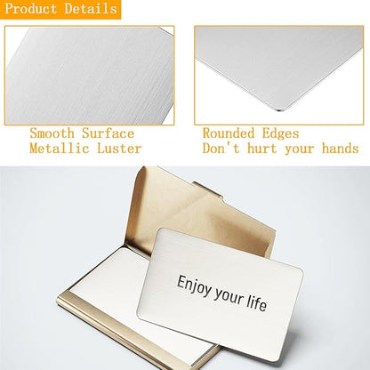 100PCS Metal Business Cards - 0.45mm Thick Aluminum, Laser Engraving Blanks for Office, DIY & VIP Cards, 3.4 x 2.1 Inch, Silver
