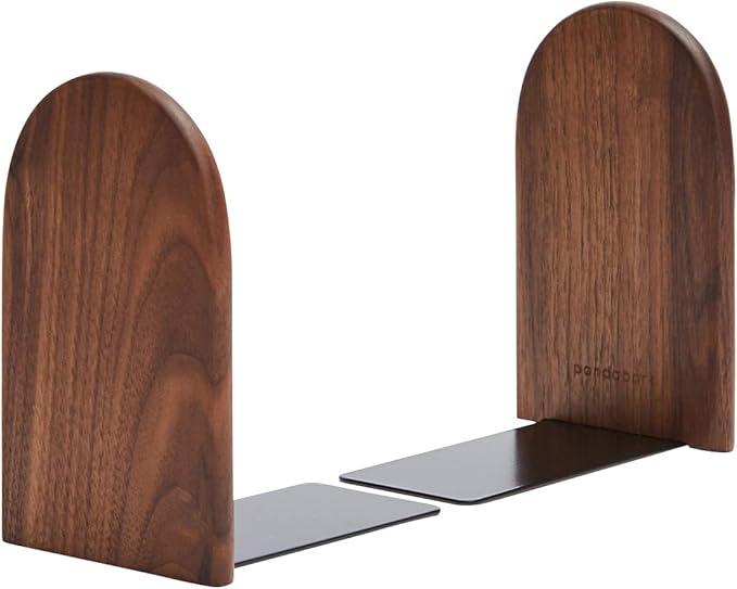 Pandapark Wood Bookends,Non-Skid Bookend for Shelves,Heavy Duty Bookends,Book Stand for Books/CDs,1 Pair