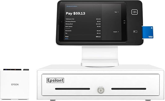 Square Register Hardware Bundle Compact -M10 2" Compact Receipt Printer, Mini Cash Drawer, Stand for iPad USB-C 10.9" and 11.0"