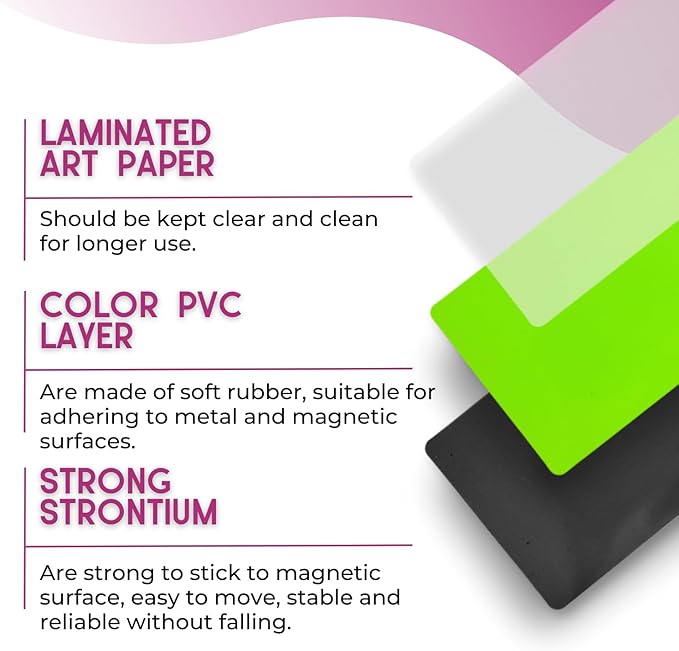 Availey 60 Pieces (3.2 x 1.2") - Full Colored Magnetic Dry Erase Labels - Reusable Strips for Classroom Home Office Garage Refrigerator Blank Writable Erasable Cards Name Tags Students Locker Shelf