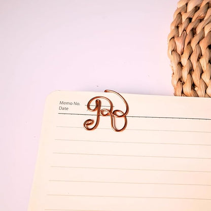 Personalized Initial Copper Bookmark, Set of 5, Handmade Copper Gift for Her, Him, Couple on Birthday, Wedding Anniversary, Alphabet Bookmark (R)