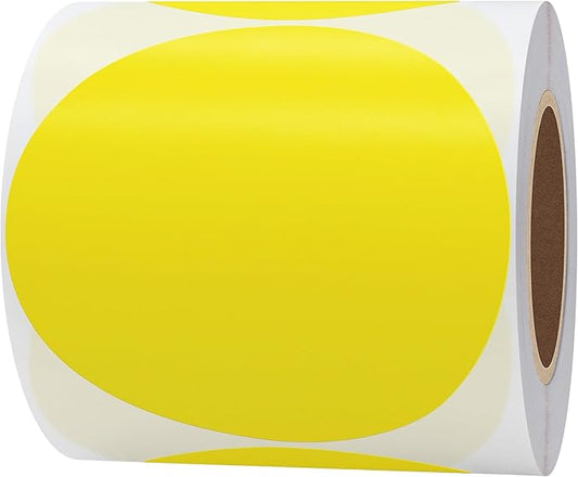 Hybsk 3 inch Circle Color Direct Thermal Stickers Shipping Labels for Barcodes,Name Tag,DIY Logo Design,QR Code,Inventory– Compatible with Zebra,Rollo,Munbyn,and More-350 pcs (3 inch,Yellow)