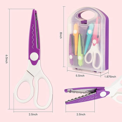 5PACK Colorful Decorative Paper Edge Scissor Sets Gret for Card Making Crafts Scrapbooking Zig Zag Edges with Portable Organizing Container for DIY Paper Wavy Edge Cutting Scrapbooking Paper Quilling