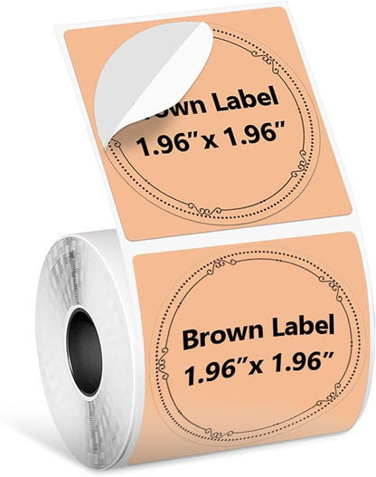 Phomemo Labels-Brown Sticker Circle Thermal Label for Jam and Jelly Jar Labels, and More (1.96" x 1.96" Round, 140 Labels/Roll) Compatible with M110/M220/M221/M110/M120/M250, Black on Brown, 50 x 50mm