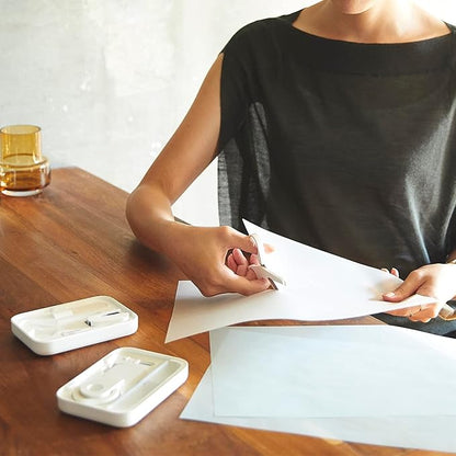 Plus Stationery Kit White (Scissors, stapler, tape, liquid glue, cutter, ruler, tape measure, pin for SIM card replacement) TD-001 30-210 With Original Stylus Ballpoint Touch Pen