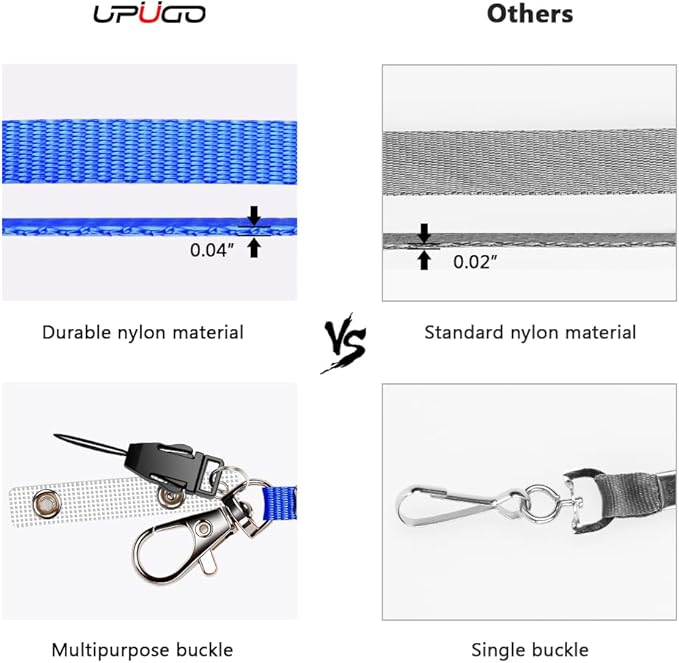 60 Pack Neck Lanyard with ID Badge Holder, Office Strap Bulk Lanyards, Stainless Metal Swivel Hook for Name Tag, Badge Holders, Keychains, Card, Blue