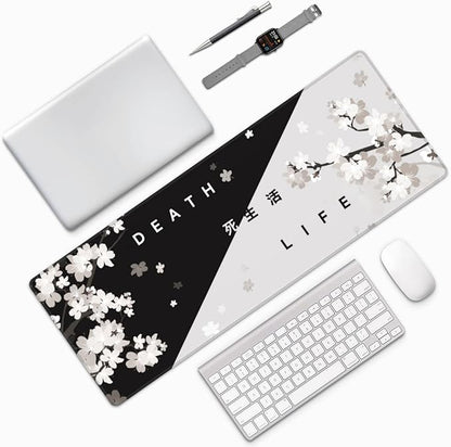 Extended Gaming Mouse Pad, Large Gaming Mouse Waterproof with Stitched Edges, Non-Slip Desktop Pad for Home and Office, Level Up Your 31.5x11.8 Inch… (Black and White Life)