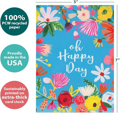 Tree-Free Greetings - Birthday Cards - Artful Designs - 2 Cards + Matching Envelopes - Made in USA - 100% Recycled Paper - 5 x 7 - Oh Happy Day (GT61218)