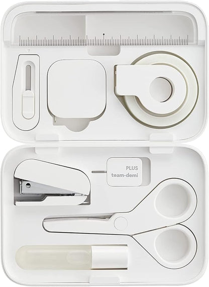 Plus Stationery Kit White (Scissors, stapler, tape, liquid glue, cutter, ruler, tape measure, pin for SIM card replacement) TD-001 30-210 With Original Stylus Ballpoint Touch Pen