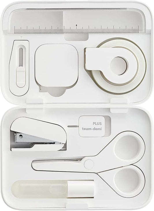 Plus Stationery Kit White (Scissors, stapler, tape, liquid glue, cutter, ruler, tape measure, pin for SIM card replacement) TD-001 30-210 With Original Stylus Ballpoint Touch Pen
