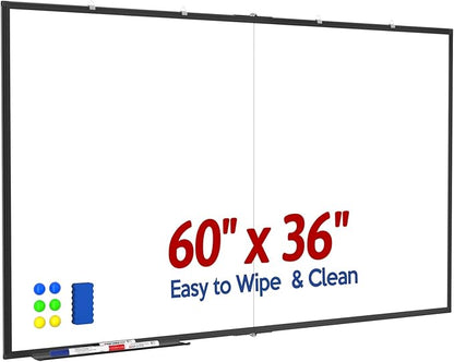 Large Whiteboard, Double Magnetic White Board for Wall, Dry Erase Whiteboard for Office Home & School (Black, 60x36 inch)