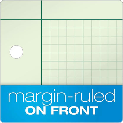 TOPS Engineering Notebooks, Graph Notebooks, 3 Pk Quad Ruled Pad, 8-1/2" x 11", Glue, 5 x 5 Graph Rule on Back, Green Tint Paper, 3-Hole Punched, 100 Sheets per Pad (35507A)