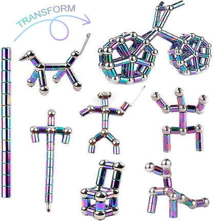 Magnetic Fidget Pen, Magnet Fidgi Pen, Jiki Crush Metric Pen Crinkle, Crushmetric Switch Strato Pens, Cool Stuff Multifunctional Deformable Magnet Writing Toy Pen, Best Gift for Friends (Rainbow)