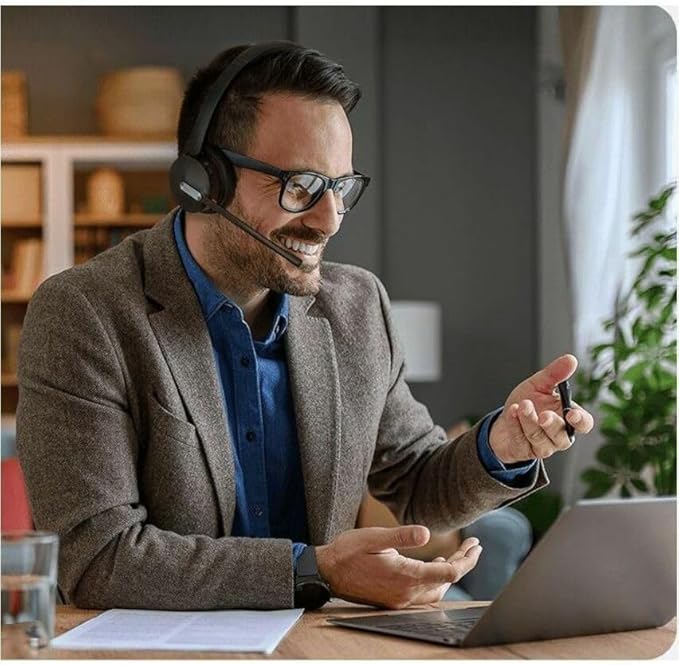 Yealink WH64 Hybrid with DECT Dongle & Charging Stand, 492ft Range, 32 Talk Time Bluetooth Headset for Teams, Zoom Skype UC Certified, Noise Cancelling Headset with 3X Mic, Work Headset for PC Phone