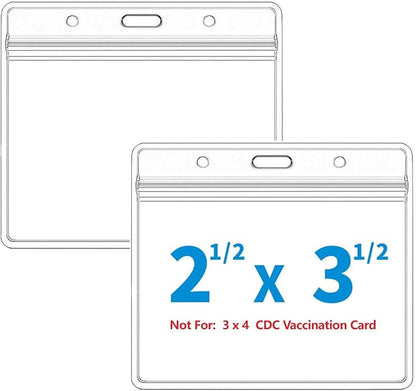 Extra Thick Horizontal ID Card Name Tag Badge Holder with Waterproof Type Resealable Zip (Holders, 6Packs)