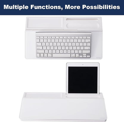 Small Glass Desktop Whiteboard Dry-Erase-Board - Computer Keyboard Stand with Ultrasonic Cleaners White Board Surface Pad with Drawer, Desk Organizers with Accessories