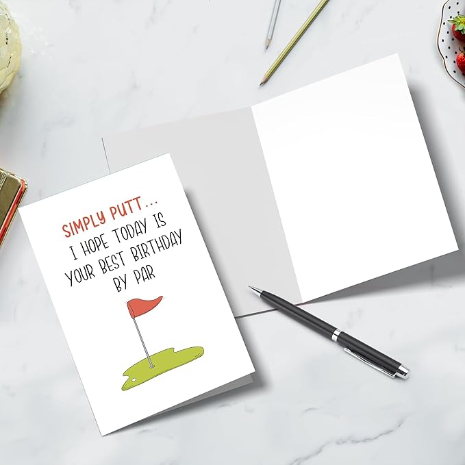 Funny Golf Birthday Card for Men, Happy Birthday Card for Golf Lover, Humorous Birthday Cards for Dad Husband Boyfriend Fiance, I Hope Today Is Your Best Birthday By Par