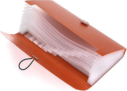 BTSKY Expanding File Folder -13 Pockets Small Accordion File Folder Expandable Card Ticket Holder File Storage Folder Check Bill File Folder Plastic Business Document Organizer Wallet Case, Brown