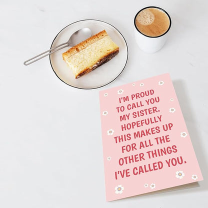 Chenive Funny Sister Birthday Card - Proud of You & Congratulations for Sis' Graduation & New Job