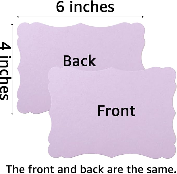 50 Pack Blank Kraft Cards Cardstock Thick Paper Brown Greeting Cards for DIY Gift Card Menus, Baby Shower and Wedding Invitations (Purple, 5 Colors, 4x6IN)