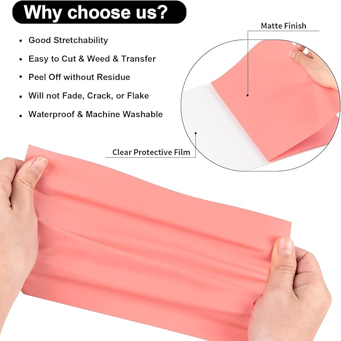 VINYL FROG Heat Transfer Vinyl Roll HTV Vinyl - 12"x5ft Coral Iron on Vinyl for T-Shirts, Heat Press Vinyl for DIY Craft Designs (Coral)