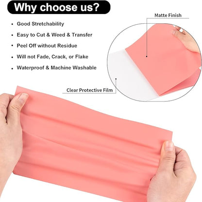 VINYL FROG Heat Transfer Vinyl Roll HTV Vinyl - 12"x5ft Coral Iron on Vinyl for T-Shirts, Heat Press Vinyl for DIY Craft Designs (Coral)