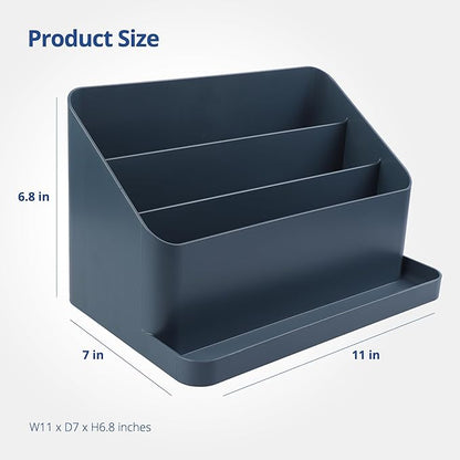 BLUE GINKGO Desk Organizer – Korean-Made Office Storage for Pens, Notes, Mail, and Supplies (Prussian Blue)