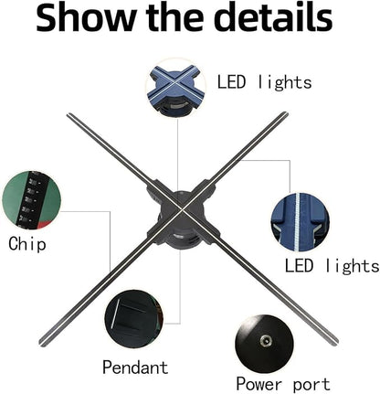 3D Hologram Fan,39.4 inche Hologram Fan Projector Advertising Display HD LED 2000*1444PX Resolution for Christmas, Halloween, Business, Shop, Holiday 100CM Holographic with 700 Video Library