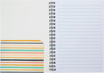 Paper Junkie 6 Pack 5x7 Spiral Notebooks with Pocket - Small Lined Journals with Elastic Closure for School, Work (6 Designs)