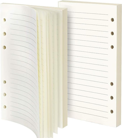 Refill Lined Paper, Leather Journal Refills Lined, 6-Holes Inserts (320 Pages) for A6 Binder Refillable Journals Notebooks, 2 Pack(Each Pack 80 Sheets, 160 Pages)