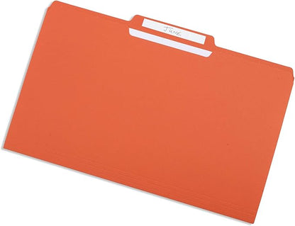 Blue Summit Supplies Orange File Folders, 1/3 Cut Tab, Legal Size, Great for Organizing and Easy File Storage, 100 Per Box