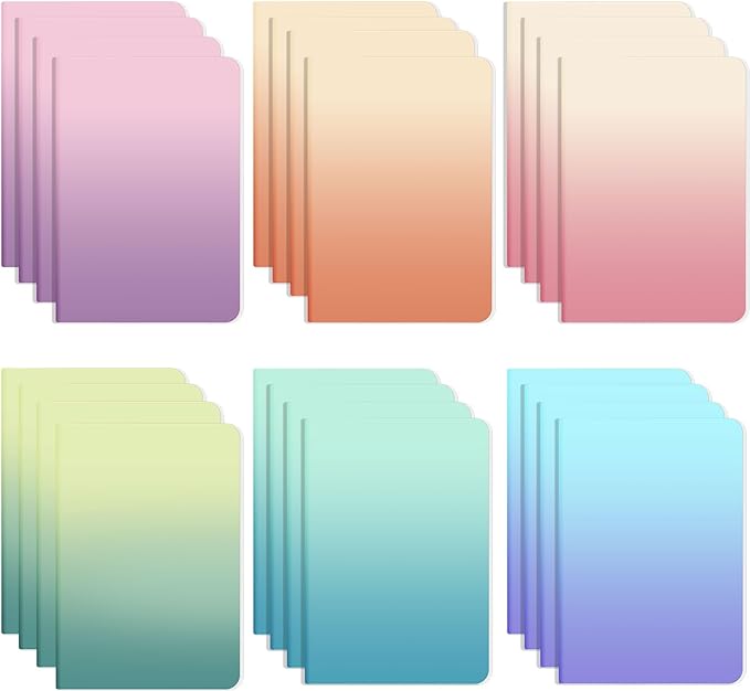 Ddaowanx 24 Pack A5 Colorful Notebooks, 6 cute colors Journals for Writing, 72 Pages, 8.3x5.5 Inch, with Lined Paper Travel Writing Notebooks Journal Gifts for Students(Lined-24pack, Gradient)