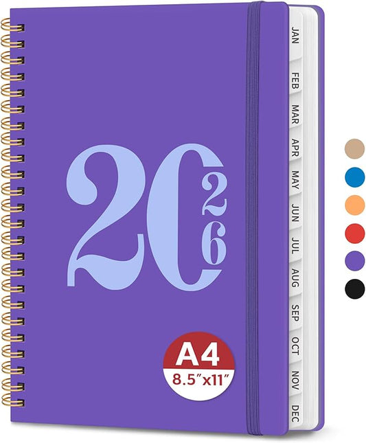 2026 Planner, Weekly and Monthly Calender Planner, Jan 2026 to Dec 2026, Hardcover 2026 Calendar Planner Book with Tabs & Inner Pocket, Office Home School Supplies for Women & Men - A4 (8.5" x 11"), Periwinkle Blue