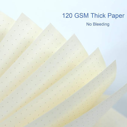 3 Pack A5 Spiral Bullet Dotted Journal with 120gsm Thick Paper, Dot Grid Spiral Notebook with Plastic Hardcover and Elastic Band Closure, 80 Sheets Per Pack 5.7X 8.3 inches