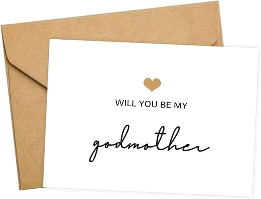 Will You Be My Godmother, God Mother's Proposal Card Gifts with Envelope, Cute Gifts for Godmother On Wedding Day.（Godmother B）