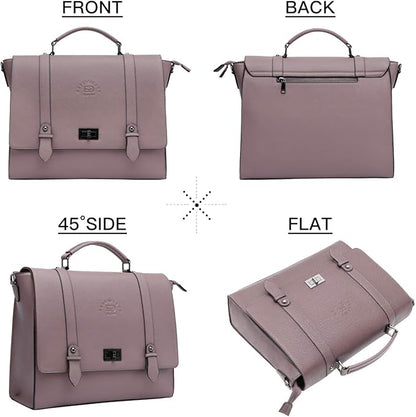 EaseGave Women's 17 Inch Laptop Briefcase, Vintage Purple Saffiano Eco-leather, Multi-Compartment, 3 lb Weight Capacity