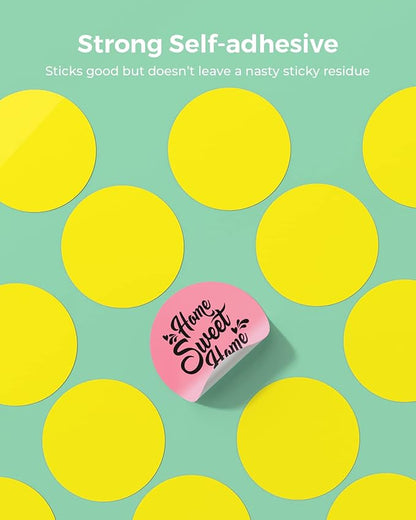 MUNBYN 2 Inch Circle Color Thermal Sticker Labels, Self-Adhesive Round Direct Thermal Labels, Multi-Purpose Roll Thermal Stickers for Business-4500 Labels/6 Rolls, 6 Colors